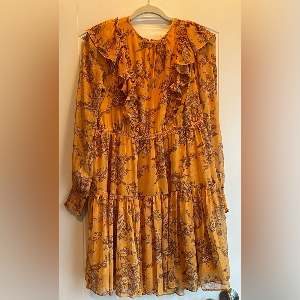 Rachel Parcell Gold Paisley Print Dress